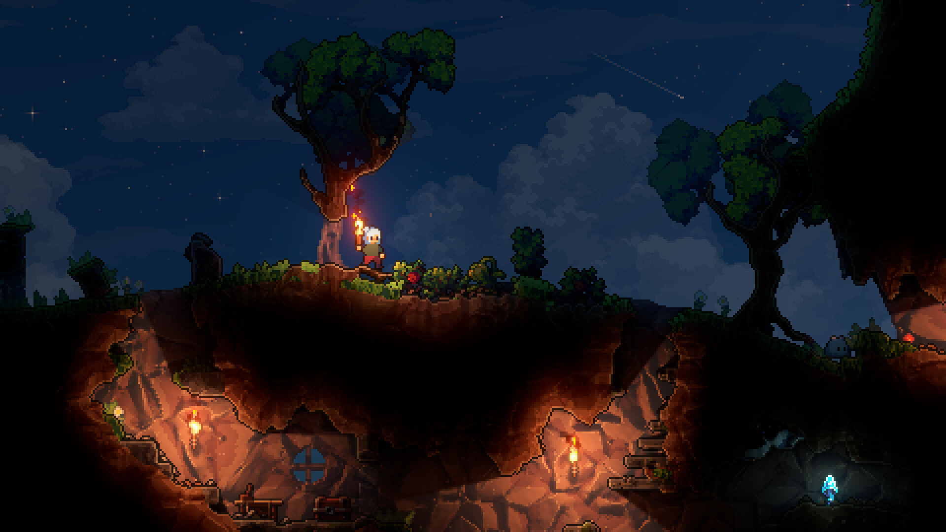 KYORA players exploring a lush pixel landscape